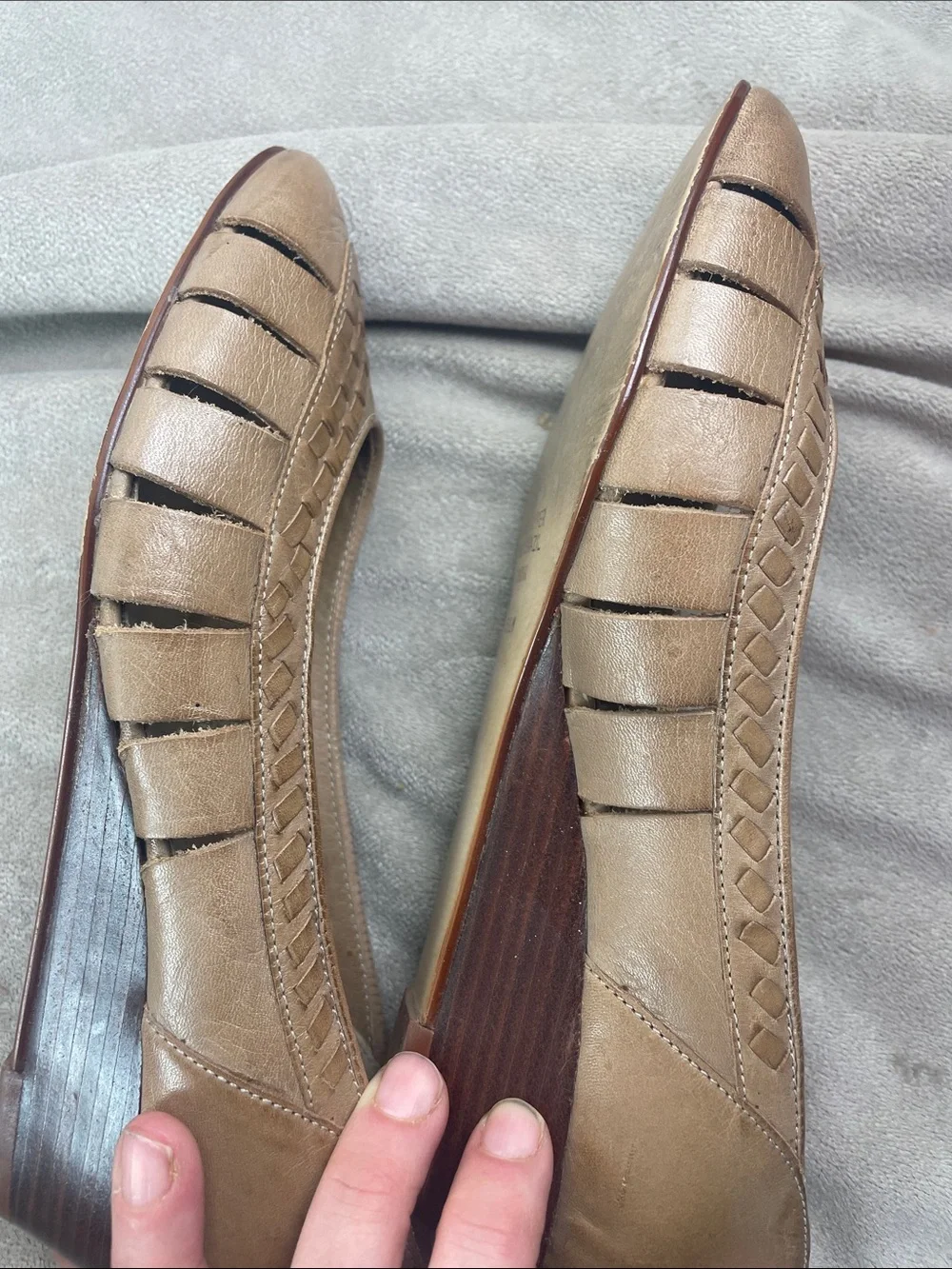Calico Vintage Brazilian Leather Wedge Loafers Mink Tarragon